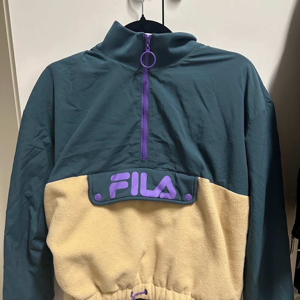 Fila Teal and Beige Half-Zip Jacket